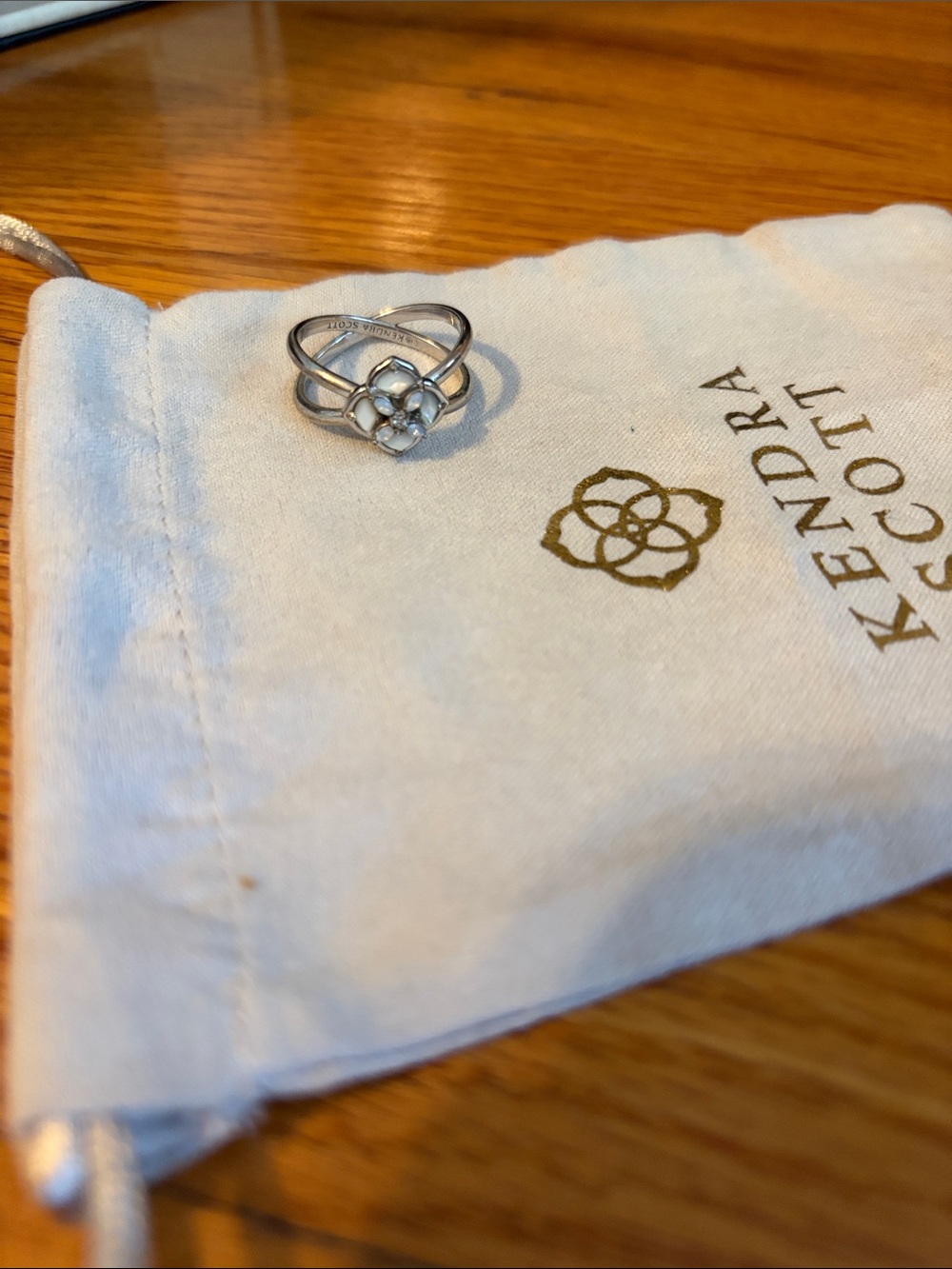 Kendra Scott Silver Floral Stackable Ring with Pavé Accents
